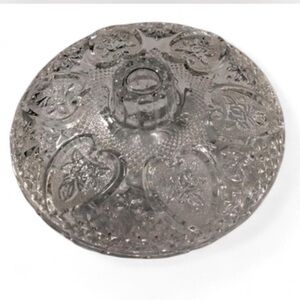 KIG Malaysia Vintage Pressed Glass Candy/Nut Dish - Hearts & Roses (K125)